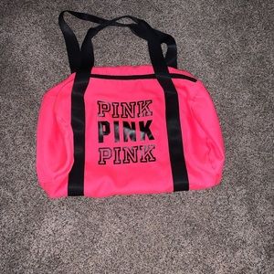 Hot pink PINK duffel bag